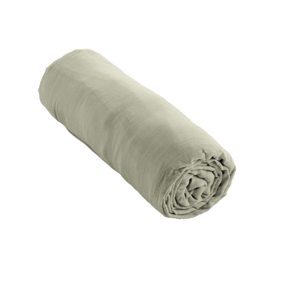 Drap housse en Gaze de coton Vert d’eau Vert d'eau 140 x 190 cm — vue 3