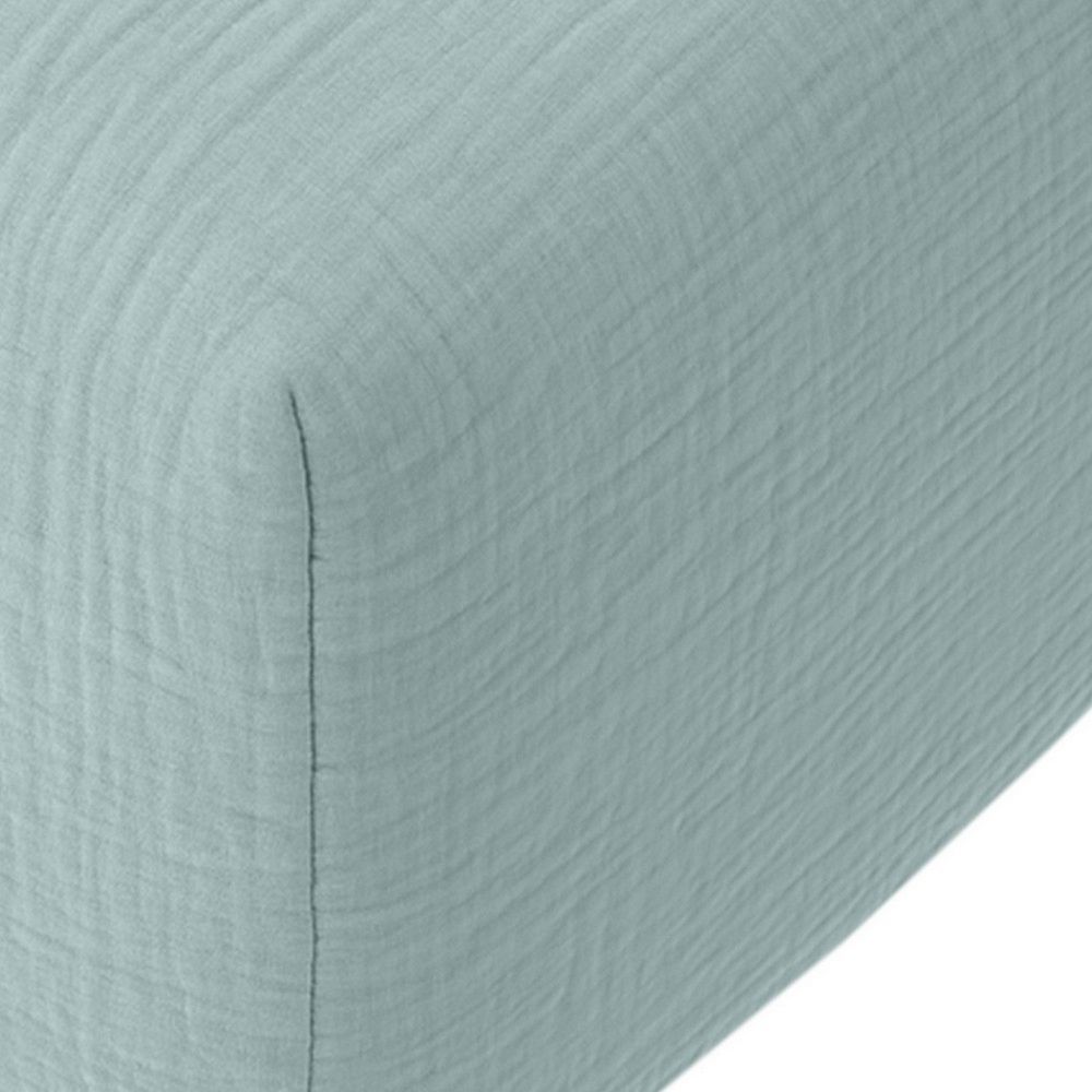 Drap housse Gaze de Coton Lavé Bleu Givrée 140 x 190 cm — vue 2