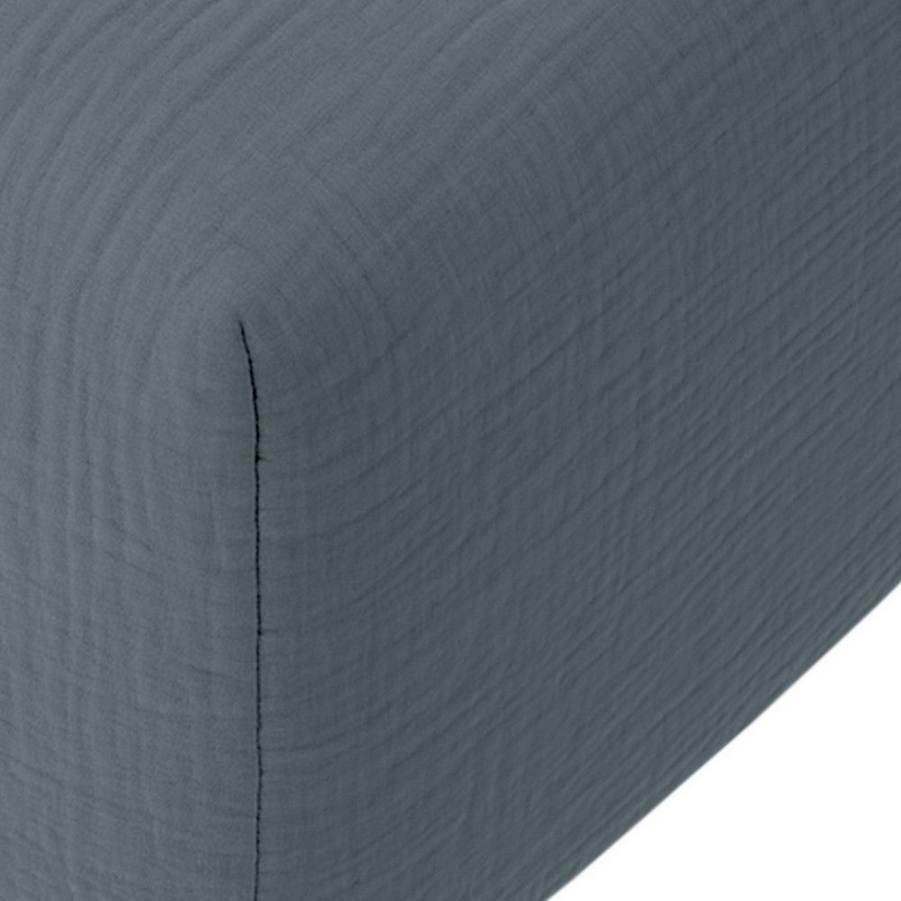 Drap housse Gaze de Coton Lavé Bleu Pétrole 140 x 190 cm — vue 2