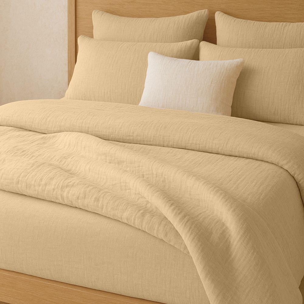 Drap housse Gaze de Coton Lavé Ecru Naturel 140 x 190 cm — vue 2