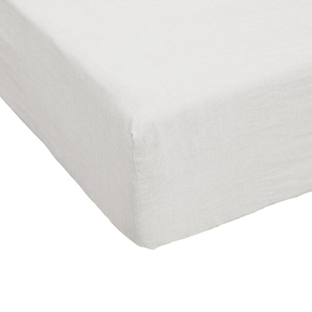 Drap housse Lin Français Craie Blanc 140 x 190 cm
