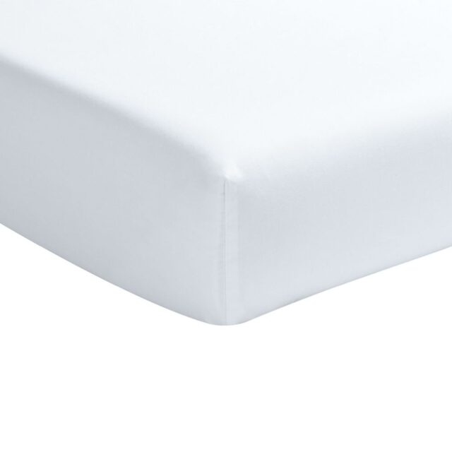 Drap housse Percale de Coton Blanc Nuage 140 x 190 cm