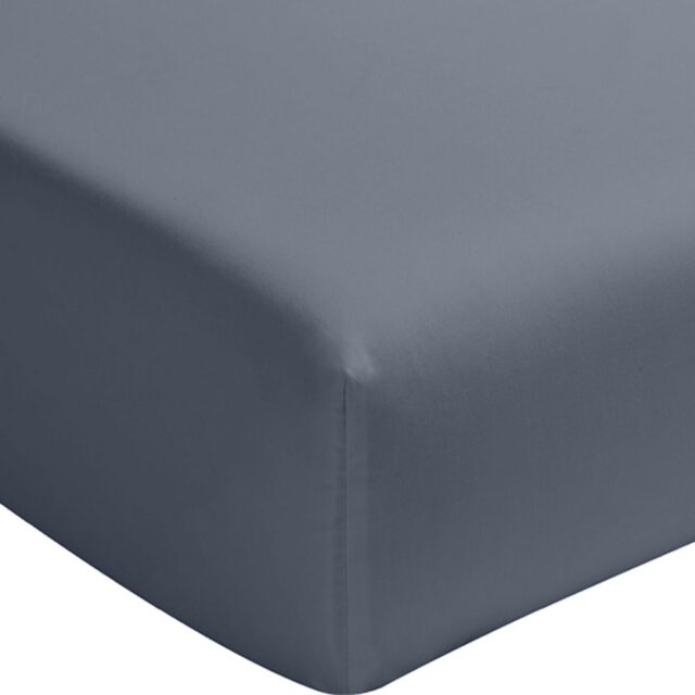Drap housse Percale de Coton Lavé Bleu Forever 140 x 190 cm