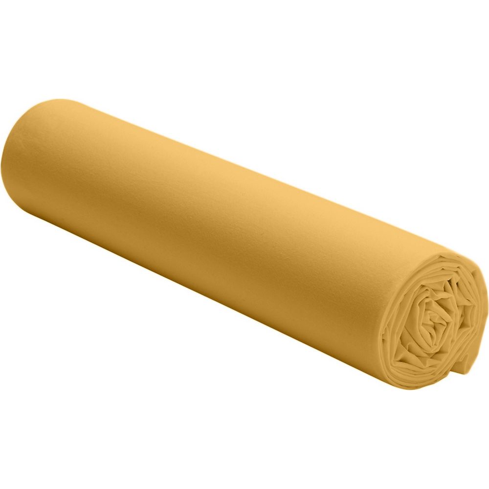 Drap housse Percale de Coton Lavé Jaune Moutarde 140 x 190 cm — vue 2