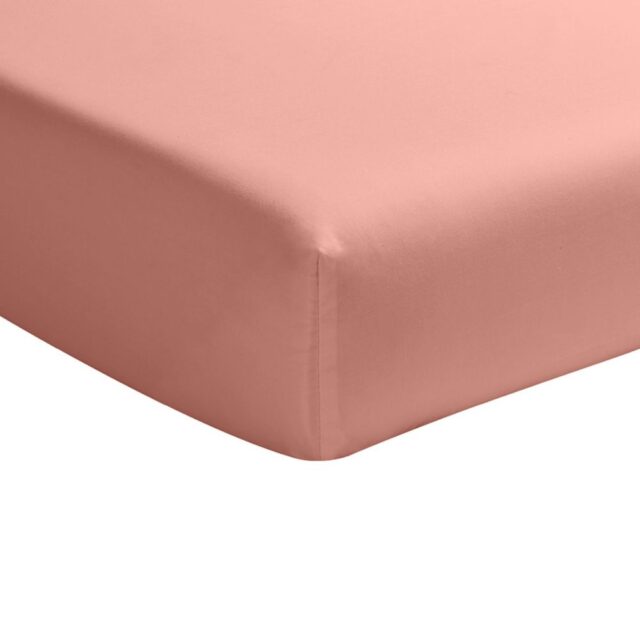 Drap housse Percale de Coton Rose Poudré 140 x 190 cm