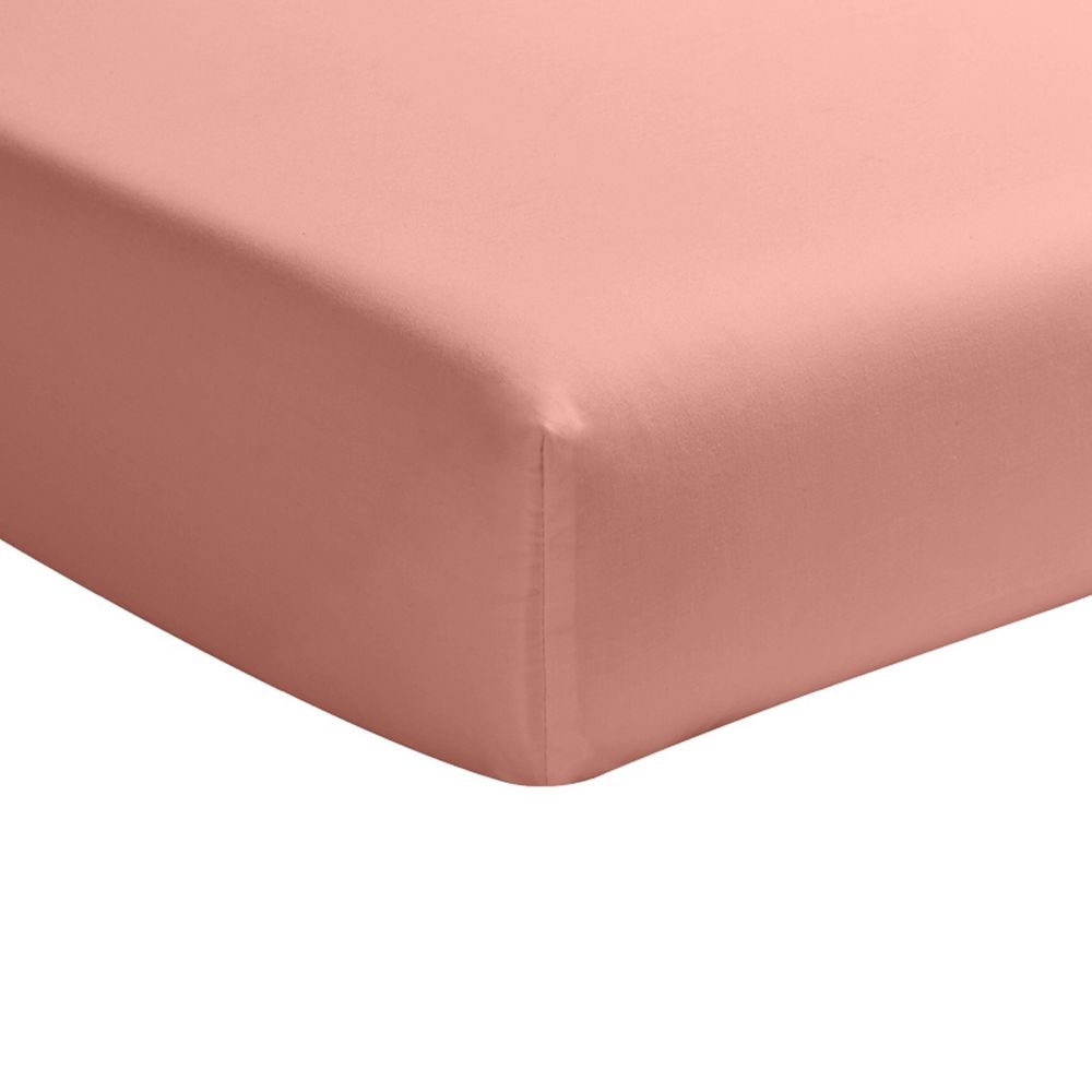 Drap housse Percale de Coton Rose Poudré 140 x 190 cm