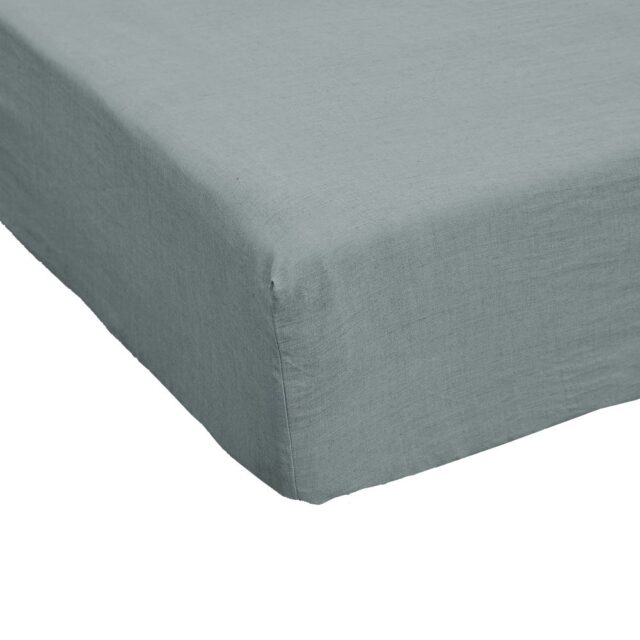 Drap housse Lin Rosalie Azur 140 x 190 cm