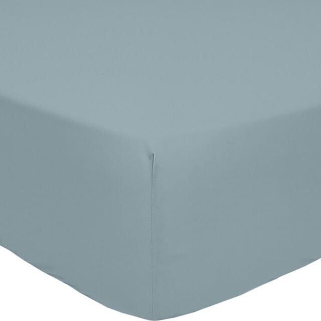 Drap Housse Percale de Coton Bleu Azur 140 x 190 cm
