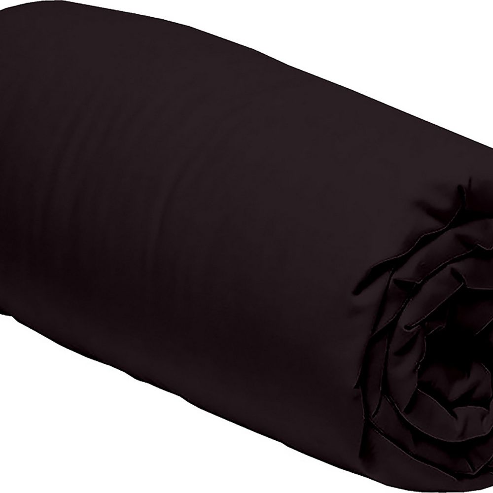 Drap Housse Percale de Coton Noir Clair 140 x 190 cm — vue 2