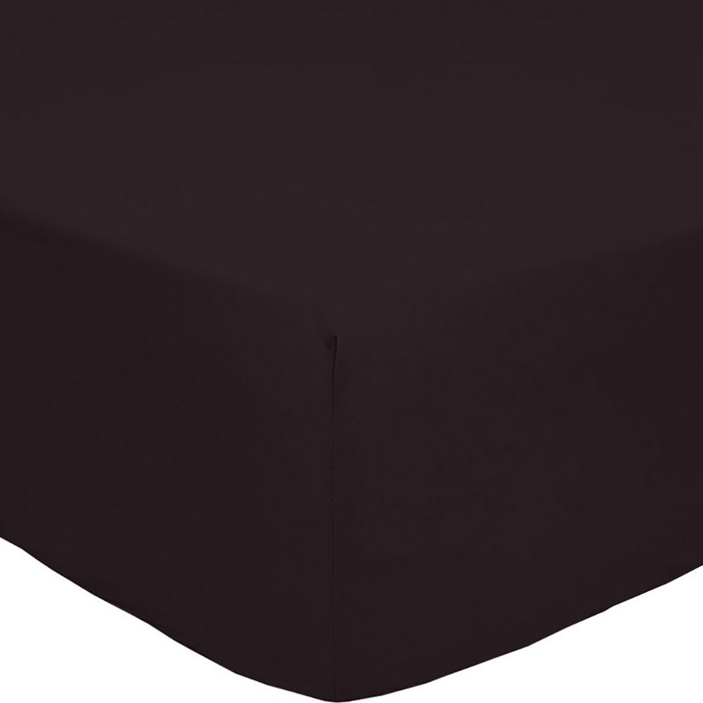 Drap Housse Percale de Coton Noir Clair 140 x 190 cm