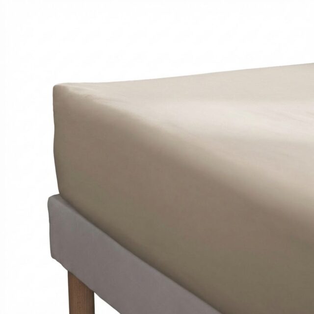 Drap housse Percale de Coton Sable 140 x 190 cm