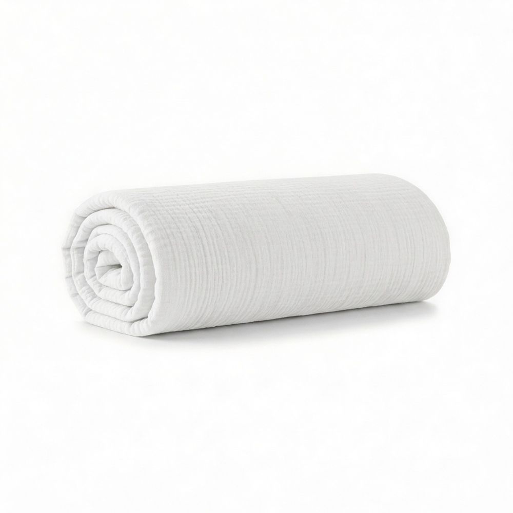 Drap Housse Gaze de Coton - Coton 57 fils Blanc 140 x 190 cm — vue 2