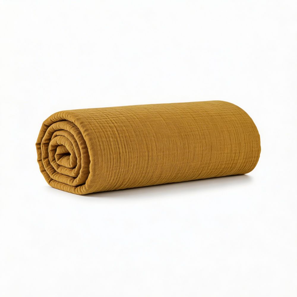 Drap Housse Gaze de Coton - Coton 57 fils Ocre 140 x 190 cm — vue 2
