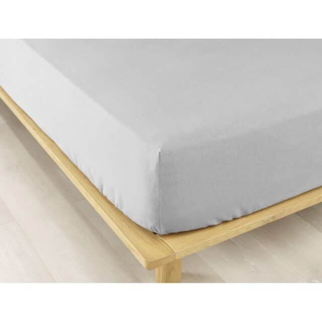 Drap housse Flanelle de Coton Brume 160 x 200 cm