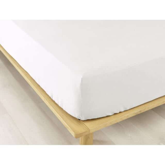 Drap housse Flanelle de Coton Neige 160 x 200 cm