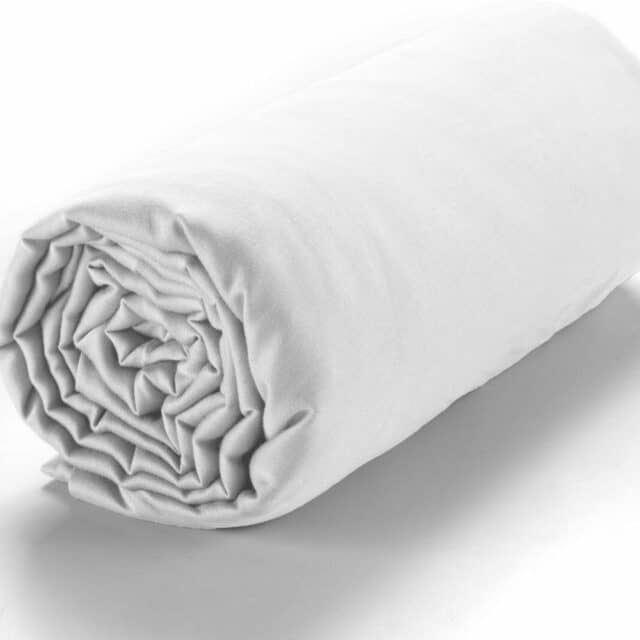 Drap housse Satin de Coton Blanc 160 x 200 cm