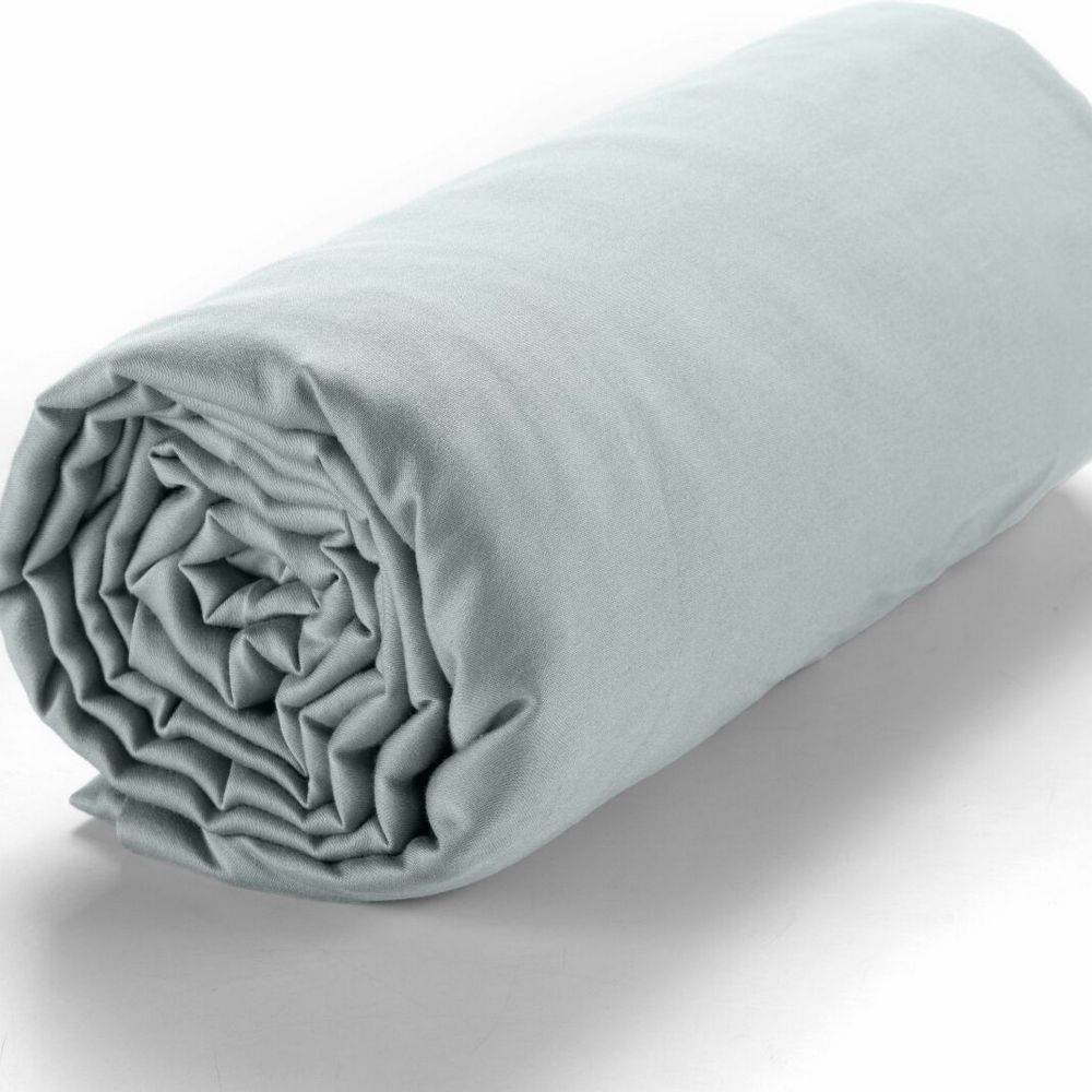 Drap housse Satin de Coton Celadon Bleu 160 x 200 cm