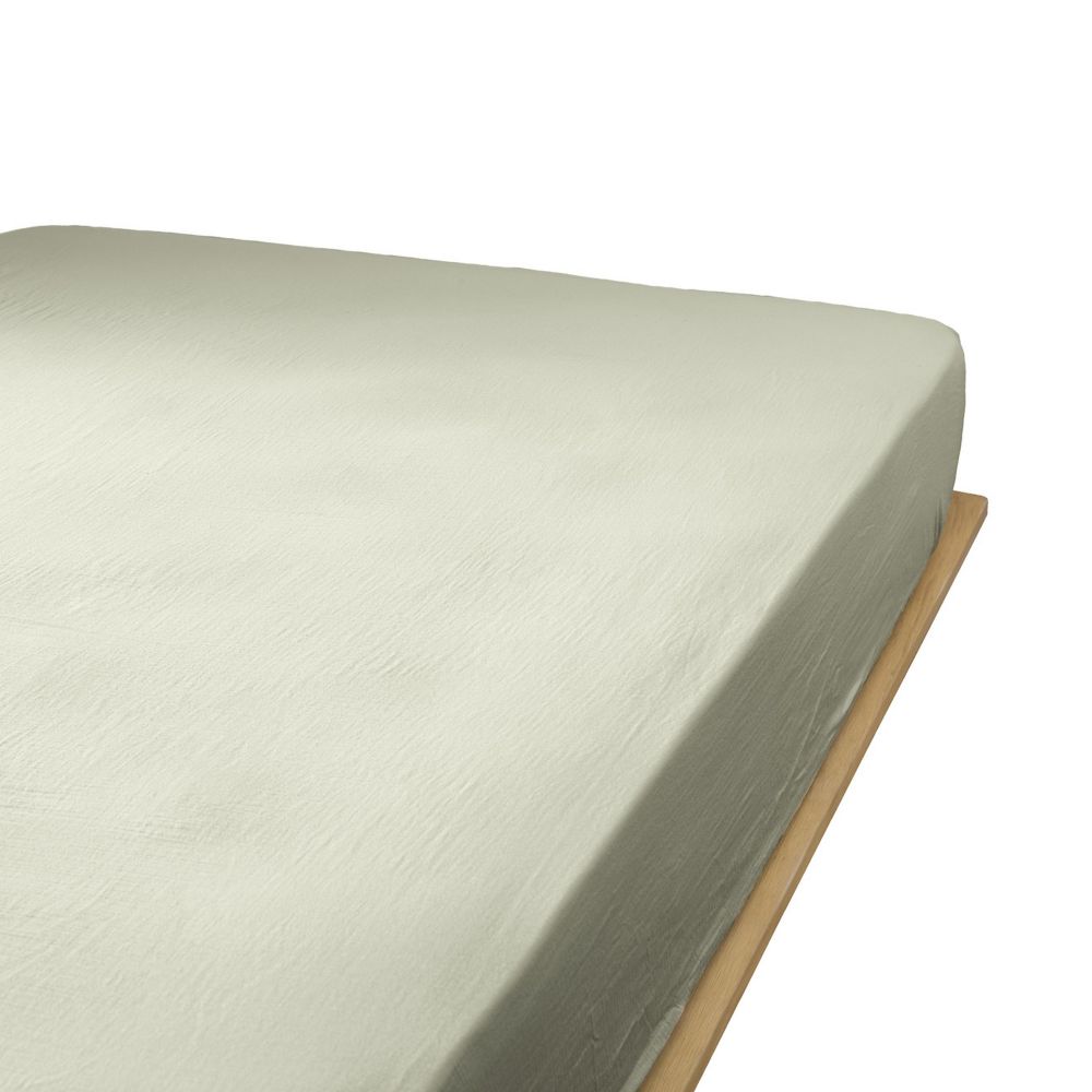 Drap housse en Gaze de coton Vert d’eau Vert d'eau 160 x 200 cm — vue 2
