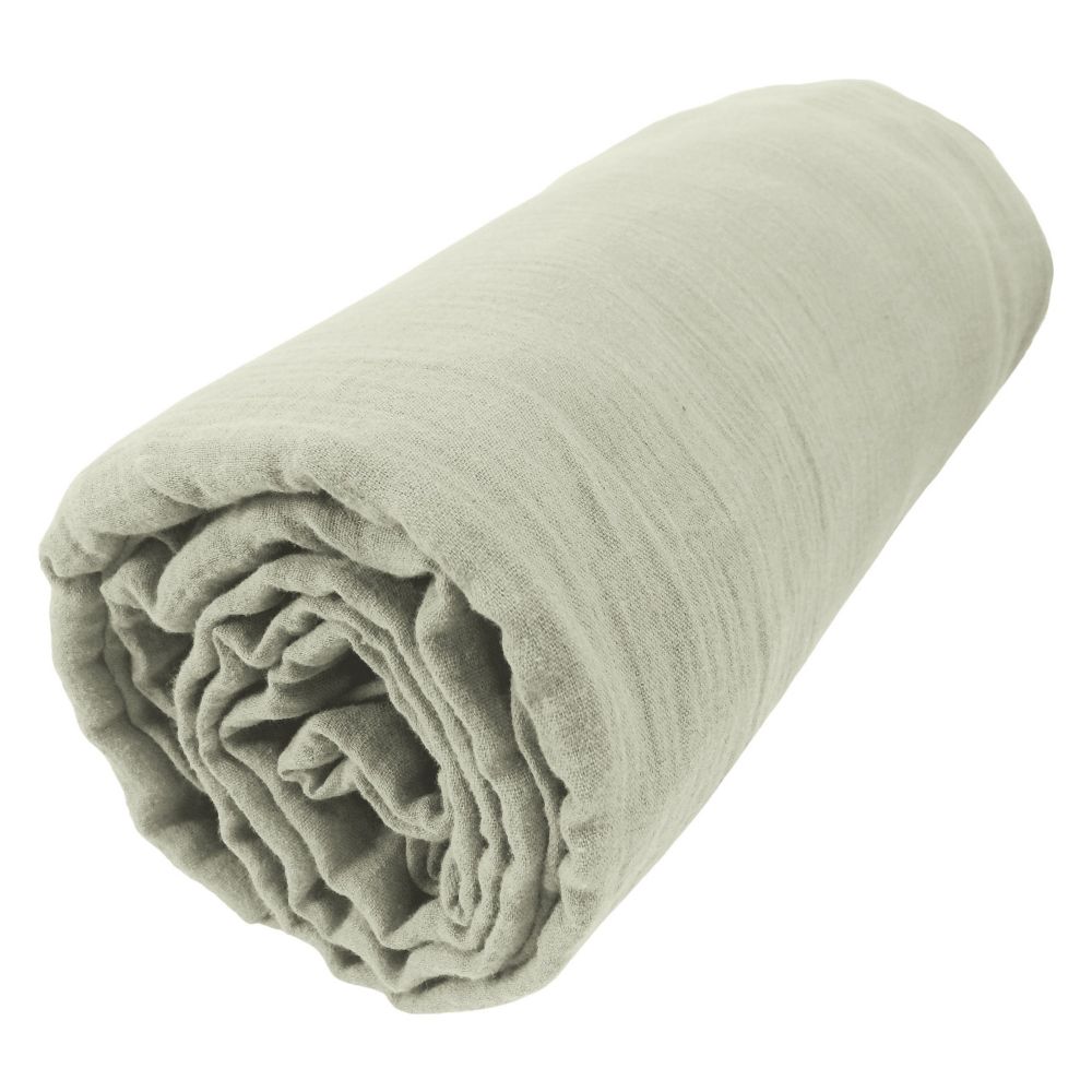 Drap housse en Gaze de coton Vert d’eau Vert d'eau 160 x 200 cm — vue 4