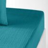 Drap housse Gaze de Coton Bleu Enamel 160 x 200 cm