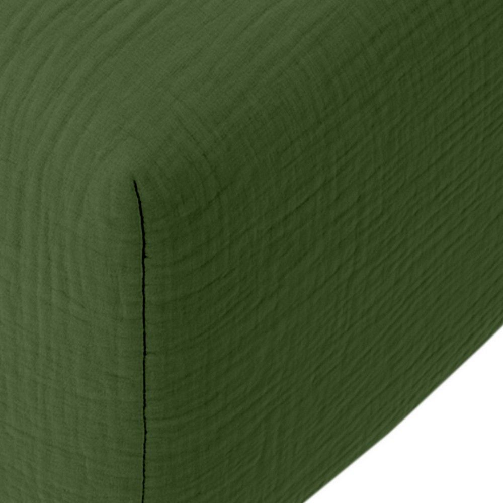 Drap housse Gaze de Coton Lavé Vert Cèdre 160 x 200 cm — vue 2