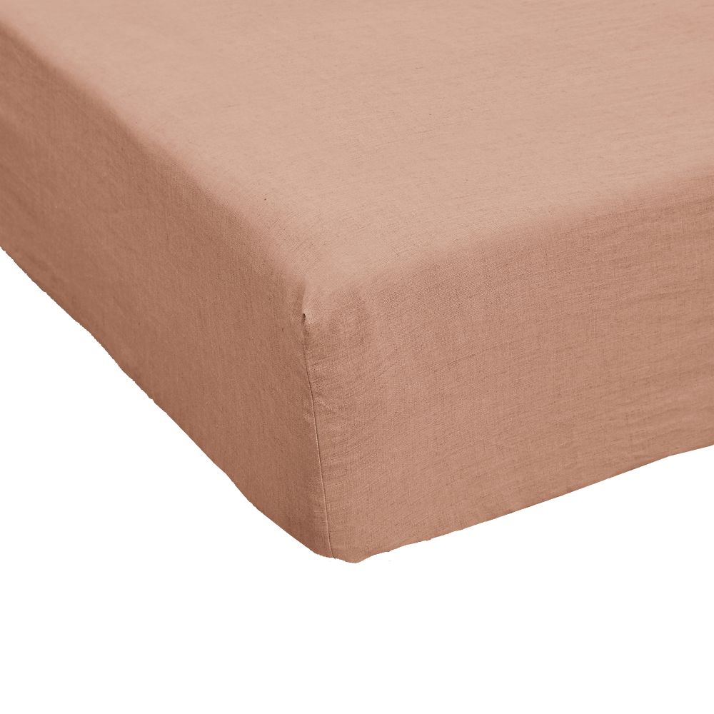Drap housse Lin Rosalie Vieux Rose 160 x 200 cm