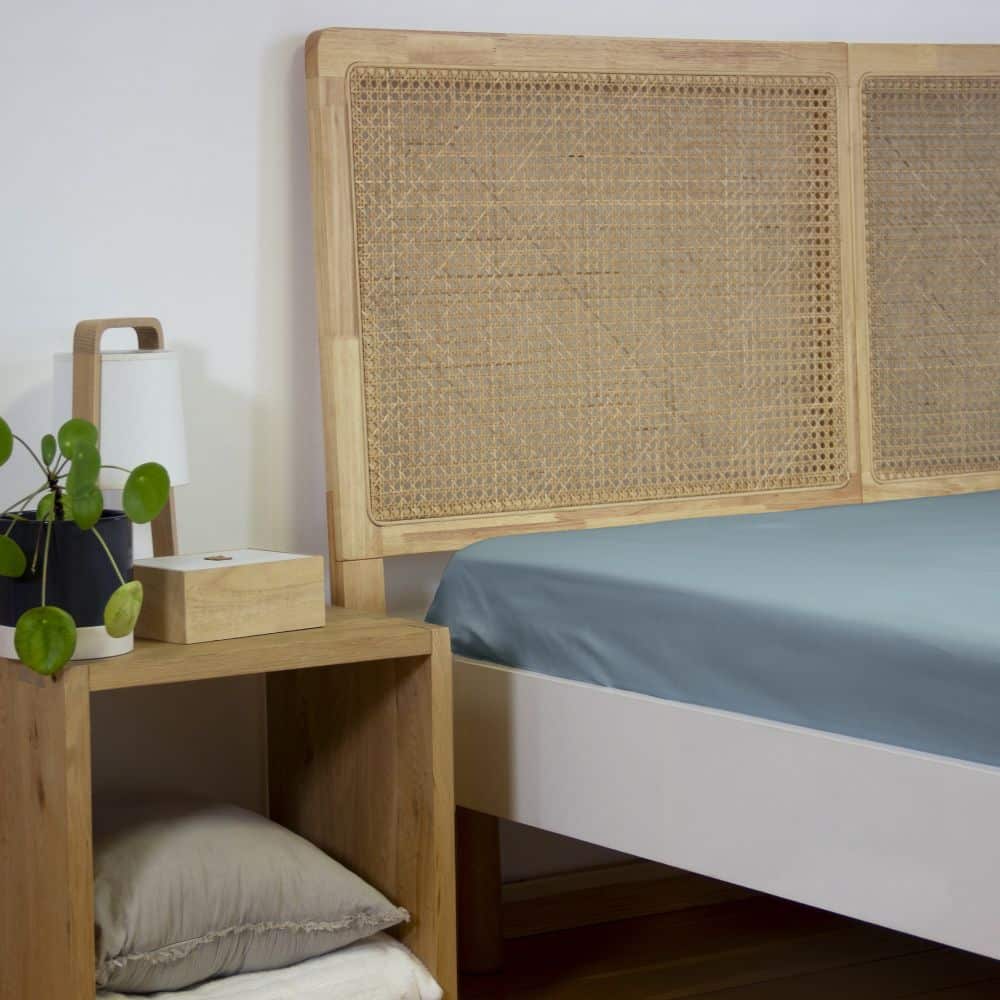 Drap Housse Percale de Coton Bleu Fumé 160 x 200 cm — vue 2