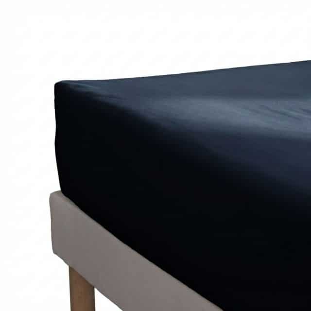 Drap housse Percale de Coton Bleu Nuit 160 x 200 cm