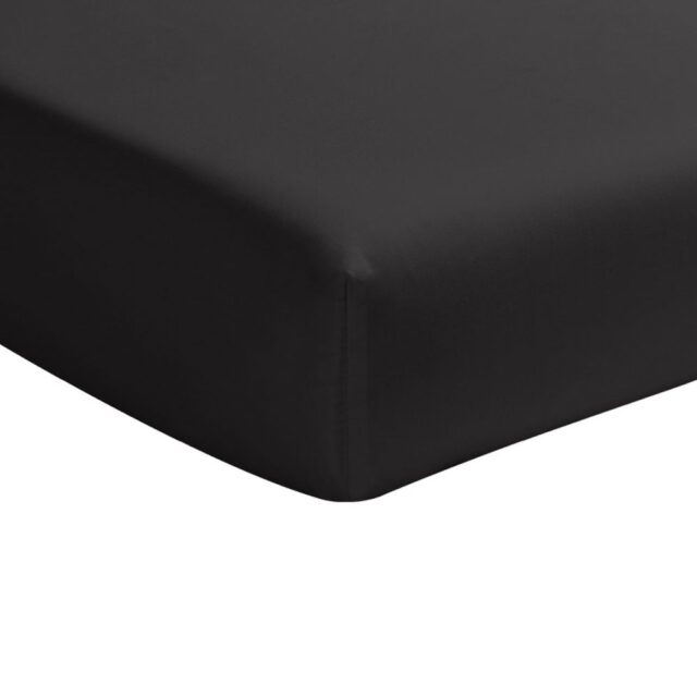 Drap housse 100% Percale de Coton 80 fils Noir 180 x 200 cm
