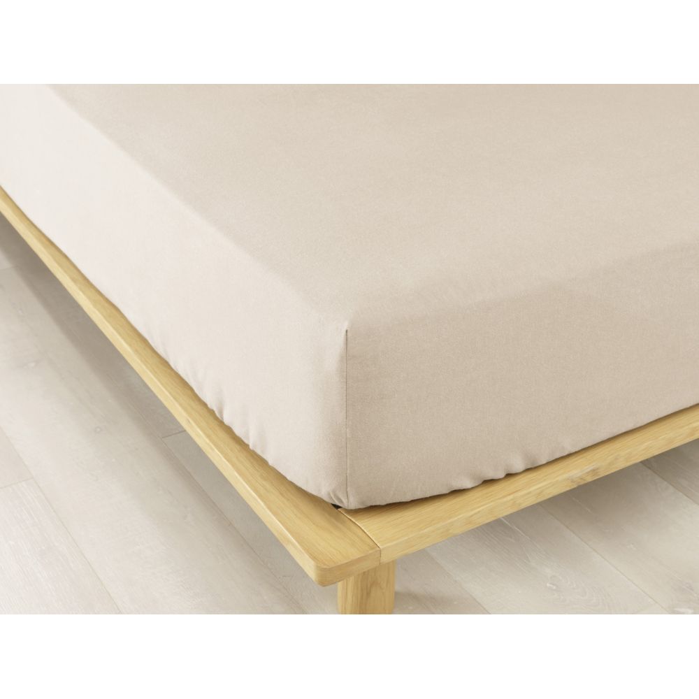 Drap housse Flanelle de Coton Sable 180 x 200 cm