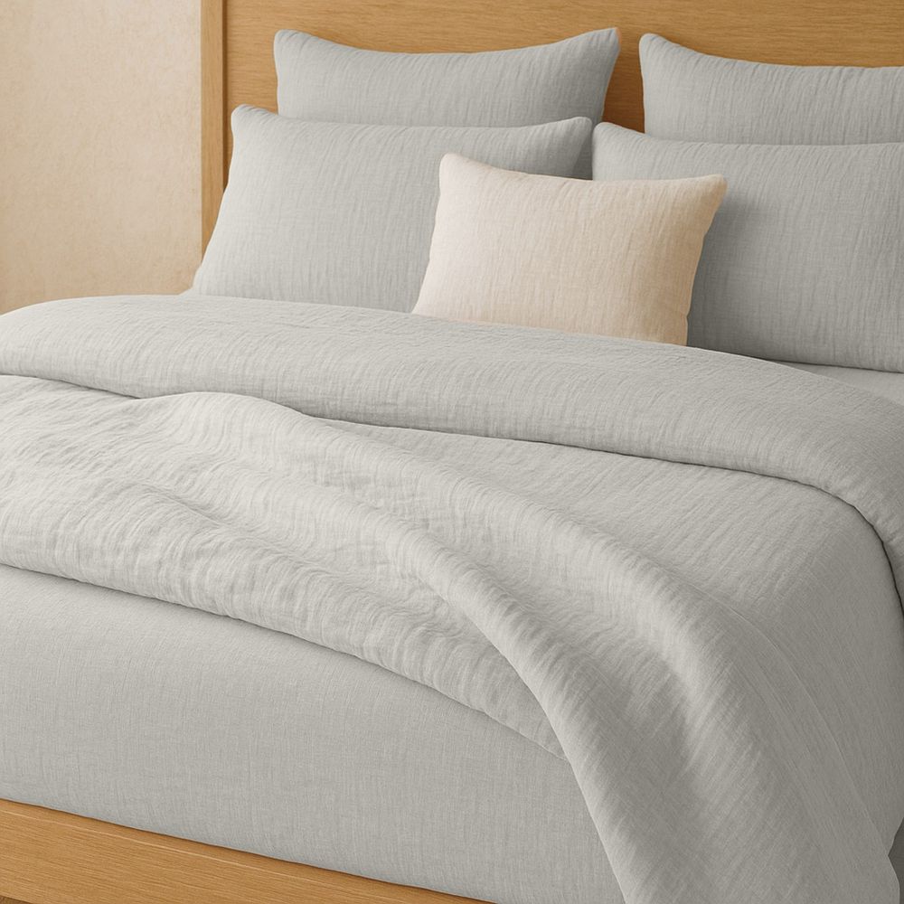 Drap housse Gaze de Coton Lavé Gris Glacier 180 x 200 cm — vue 2