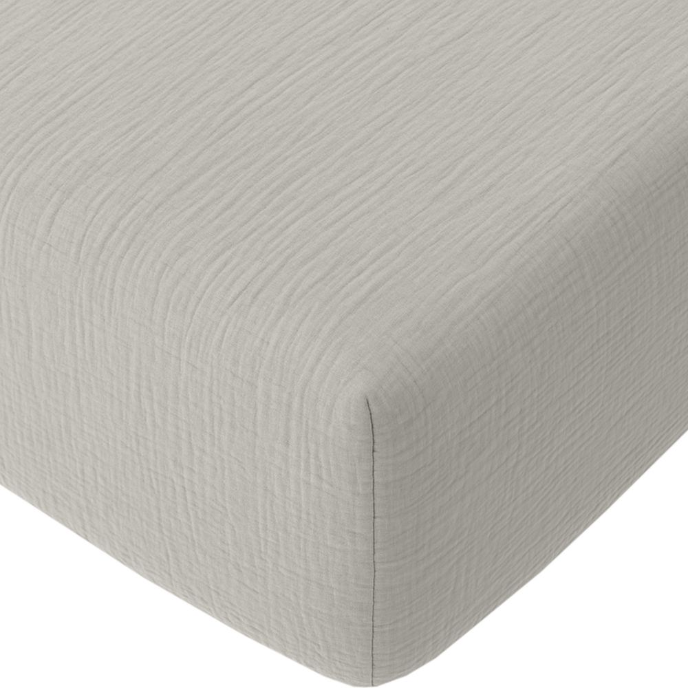 Drap housse Gaze de Coton Lavé Gris Glacier 180 x 200 cm