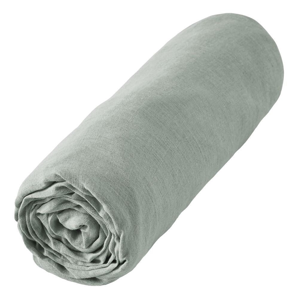 Drap housse Lin Français Eucalyptus Bleu Clair 180 x 200 cm — vue 2