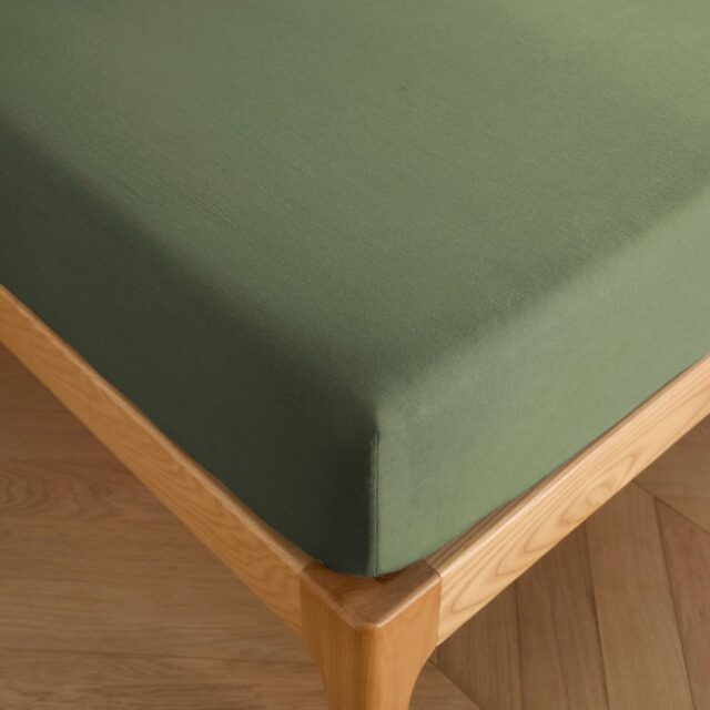 Drap Housse Lin Métis Kaki 180 x 200 cm