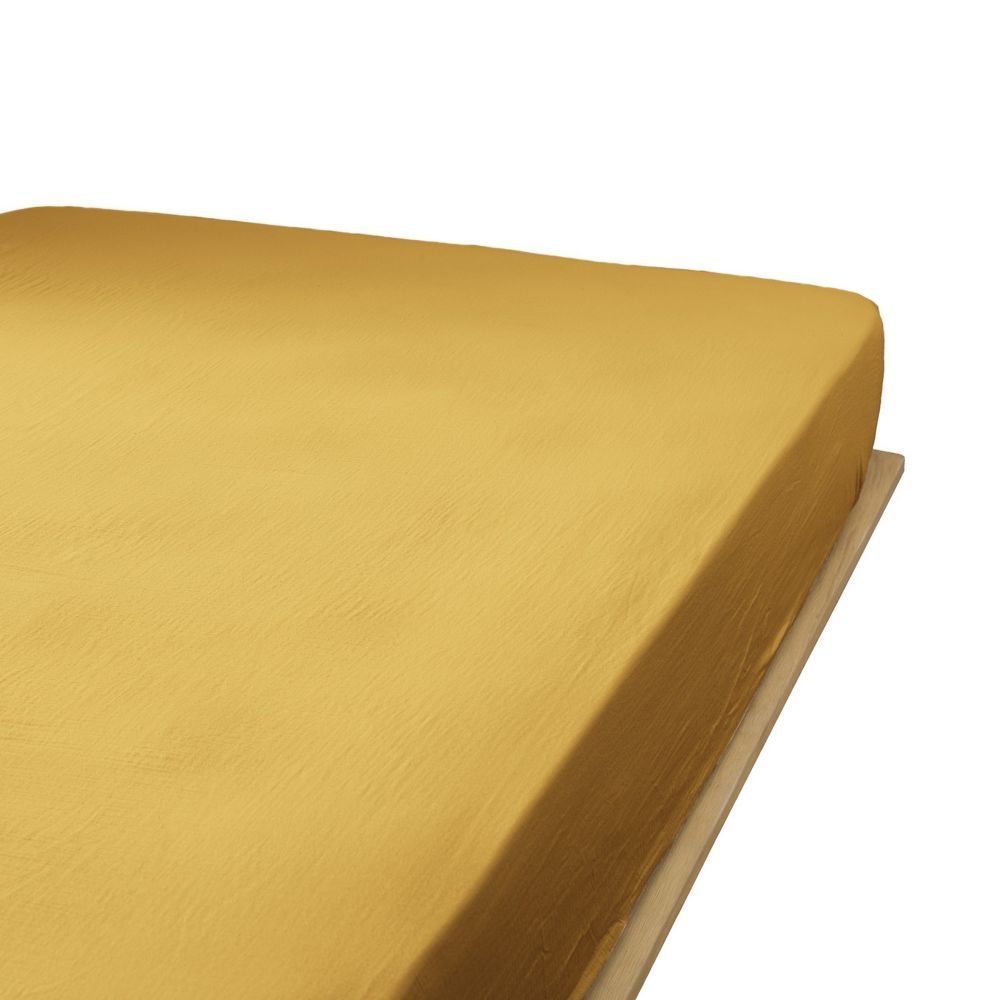 Drap housse Gaze de Coton Safran Jaune 200 x 200 cm — vue 2
