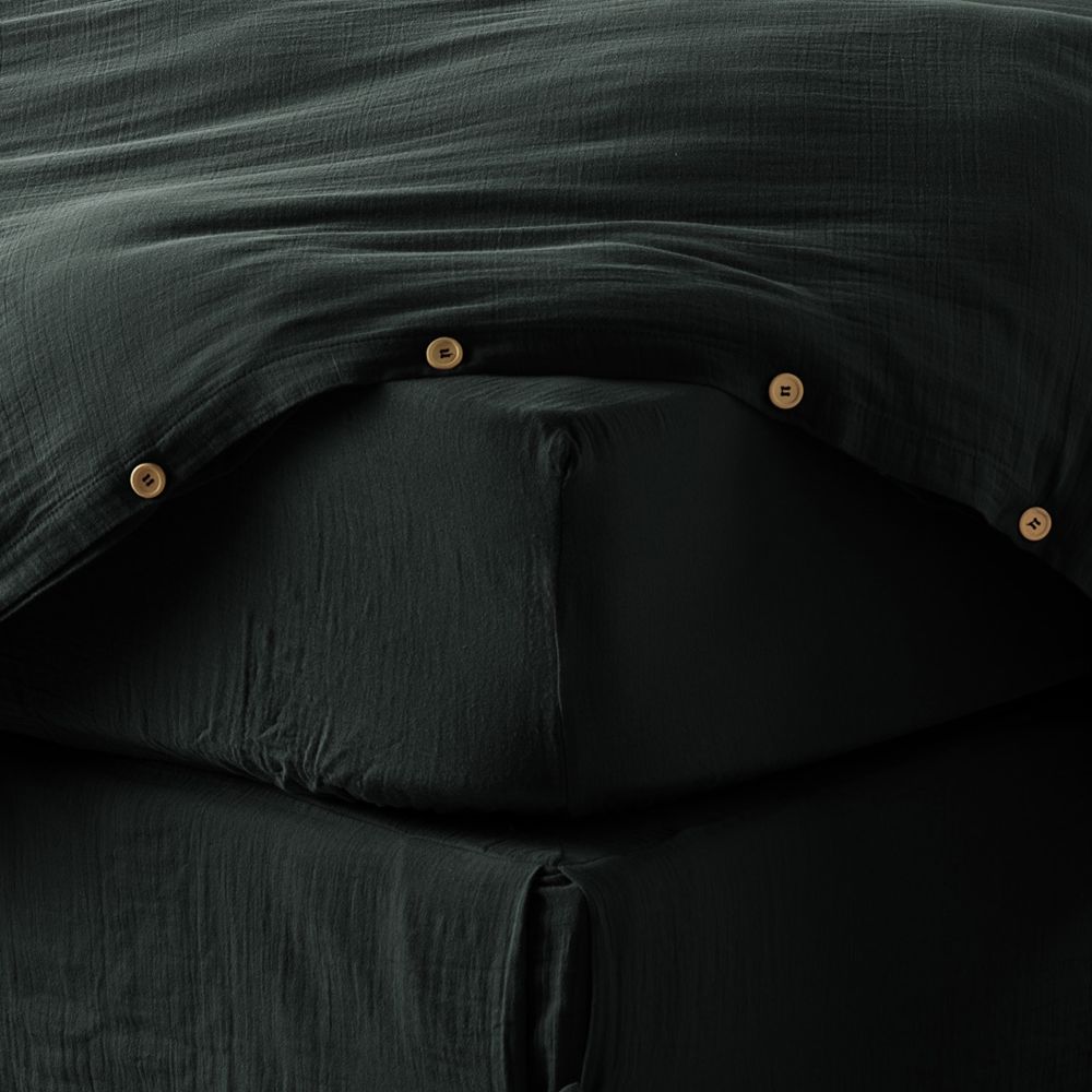 Drap housse Gaze de Coton Terra Sapin 200 x 200 cm