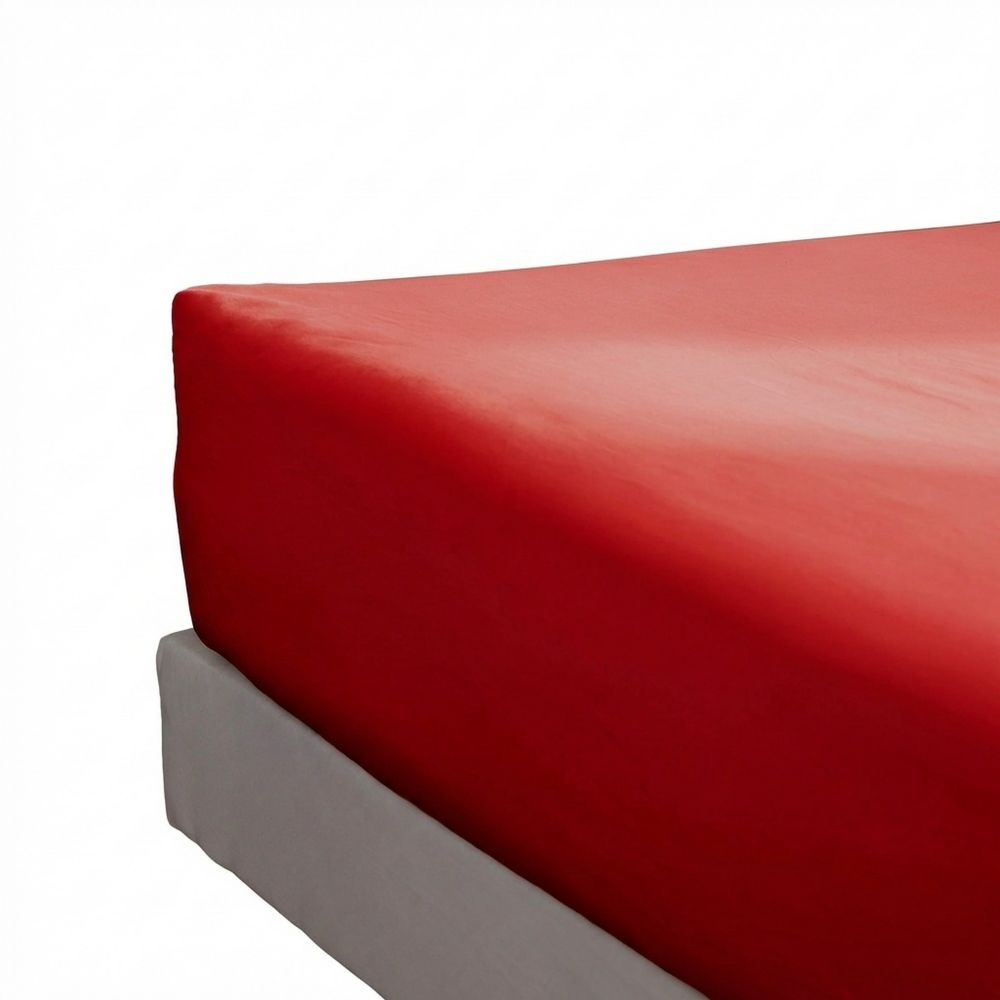 Drap housse Percale de Coton Terre De Sienne 200 x 200 cm
