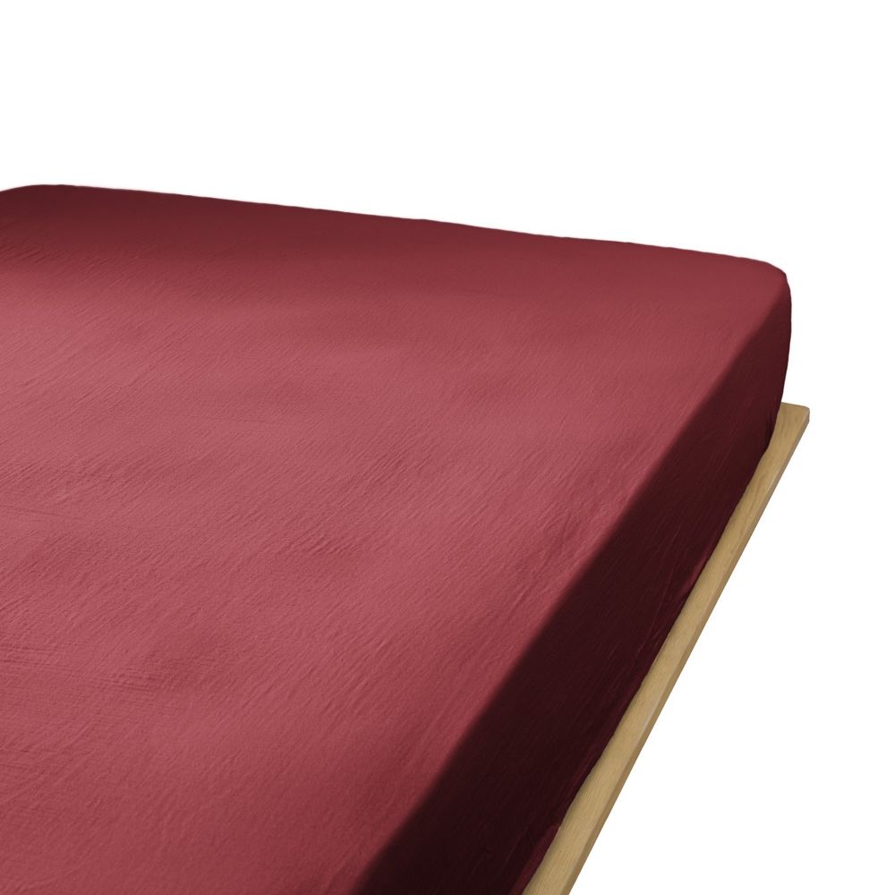 Drap housse en Gaze de coton Lie De Vin 90 x 190 cm — vue 2