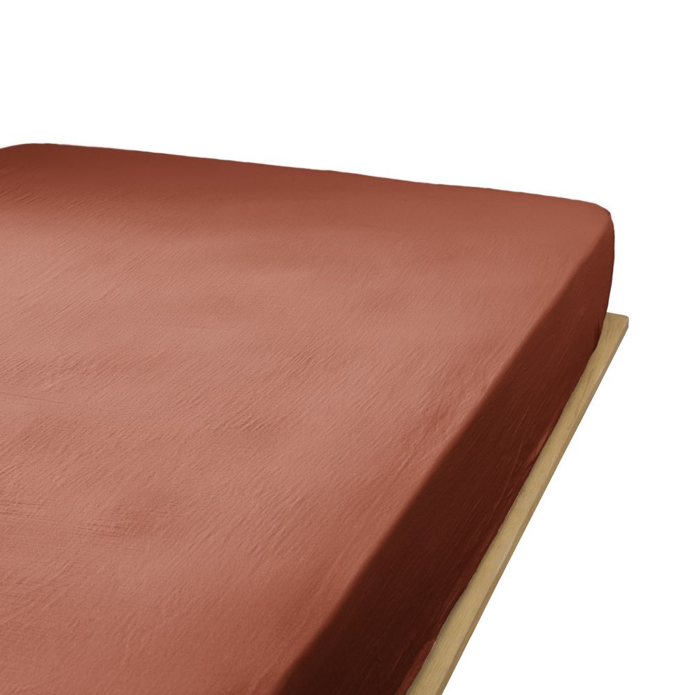 Drap housse en Gaze de coton Terracotta 90 x 190 cm — vue 2