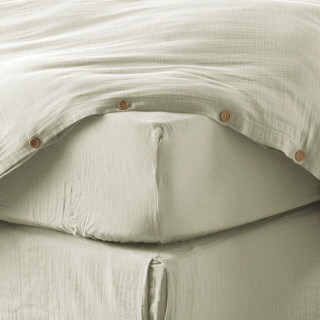 Drap housse en Gaze de coton Vert d’eau Vert d'eau 90 x 190 cm