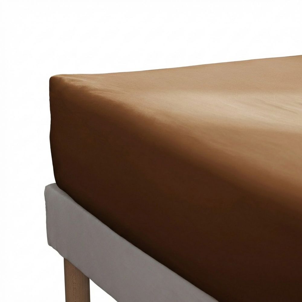 Drap housse Percale de Coton Havane 90 x 190 cm