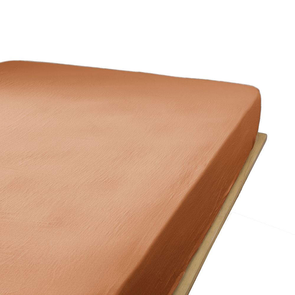 Drap housse Gaze de Coton Terra Abricot 90 x 190 cm — vue 2