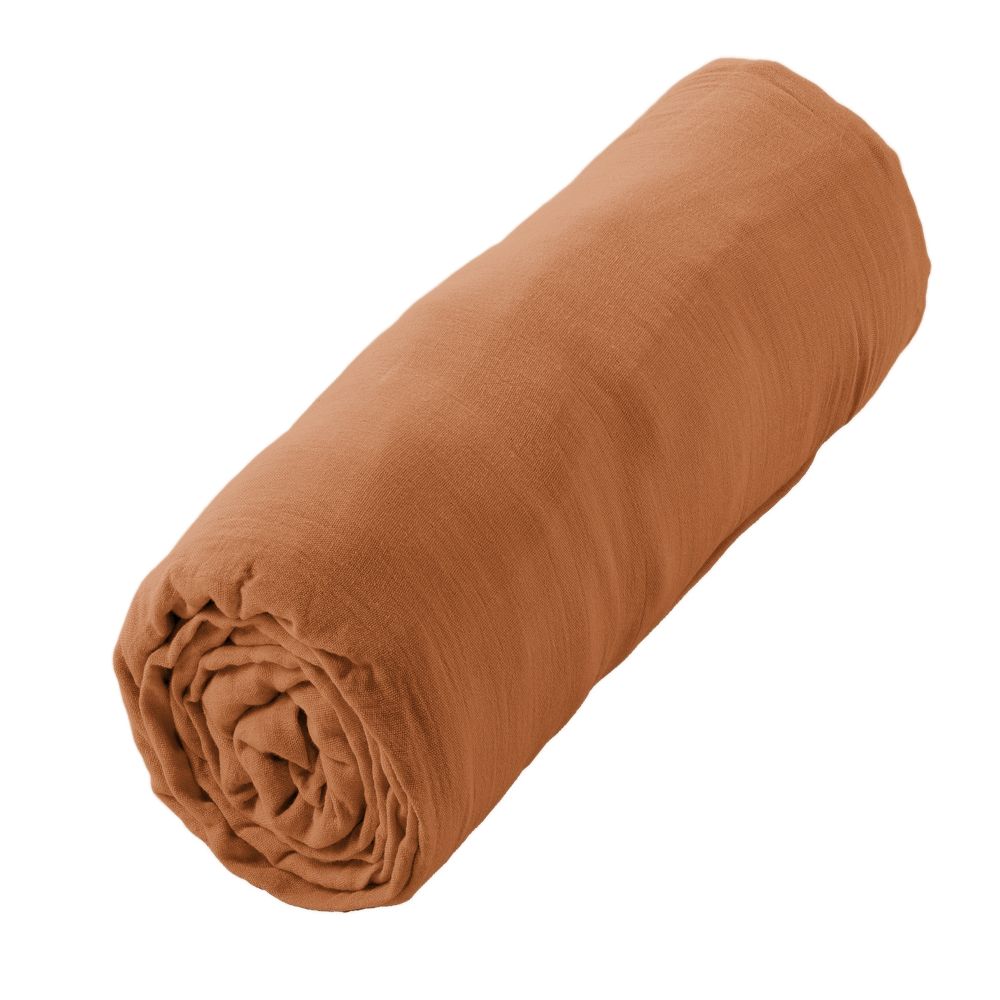 Drap housse Gaze de Coton Terra Abricot 90 x 190 cm — vue 3
