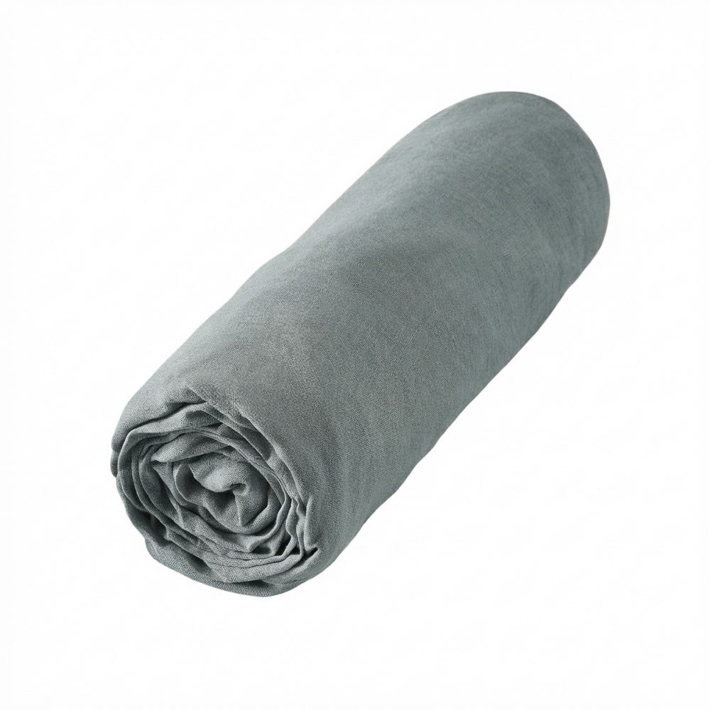 Drap housse Lin Rosalie Azur 90 x 190 cm — vue 2
