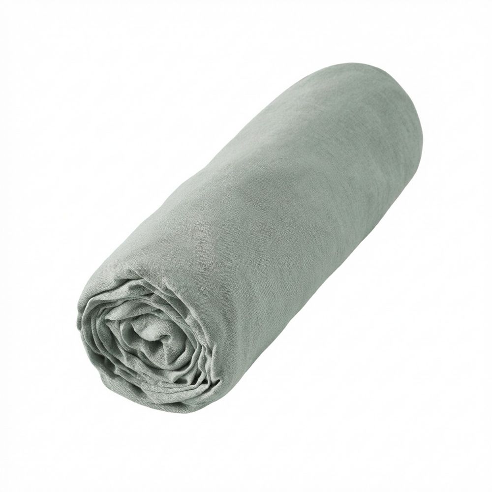 Drap housse Lin Rosalie Eucalyptus 90 x 190 cm — vue 2