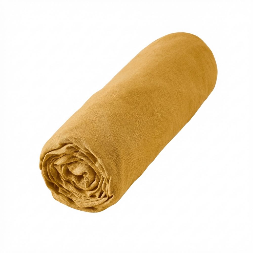 Drap housse Lin Rosalie Miel 90 x 190 cm — vue 2