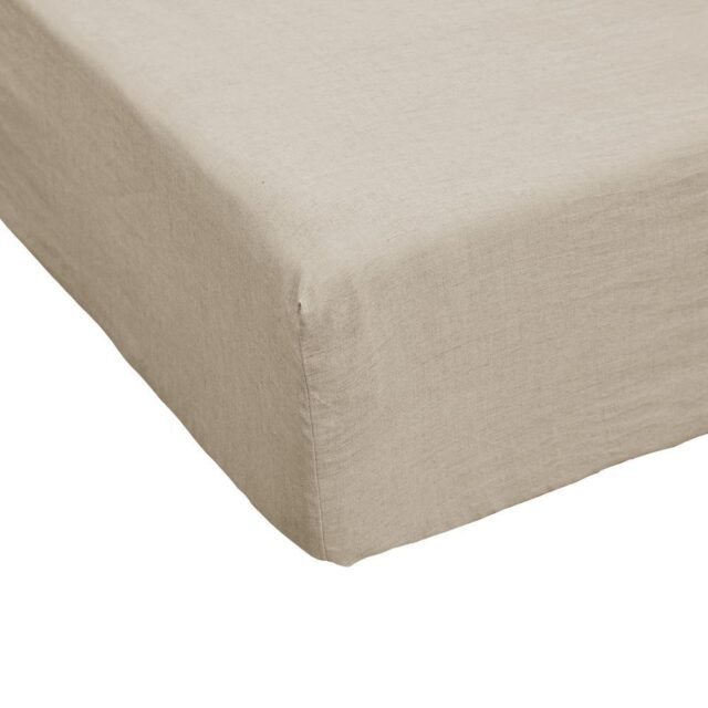 Drap housse Lin Rosalie Sable 90 x 190 cm