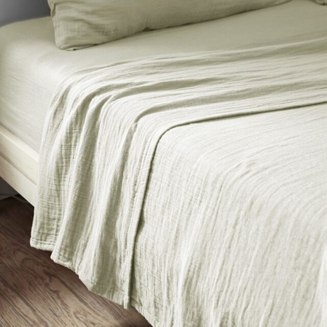 Drap plat Gaze de coton Vert d'eau 240 x 300 cm