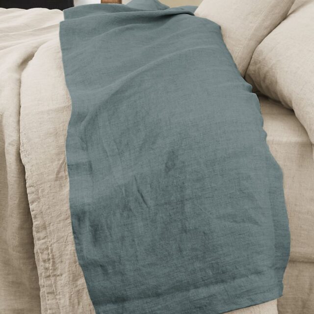 Drap plat Lin Français Ardoise Gris Foncé 240 x 300 cm