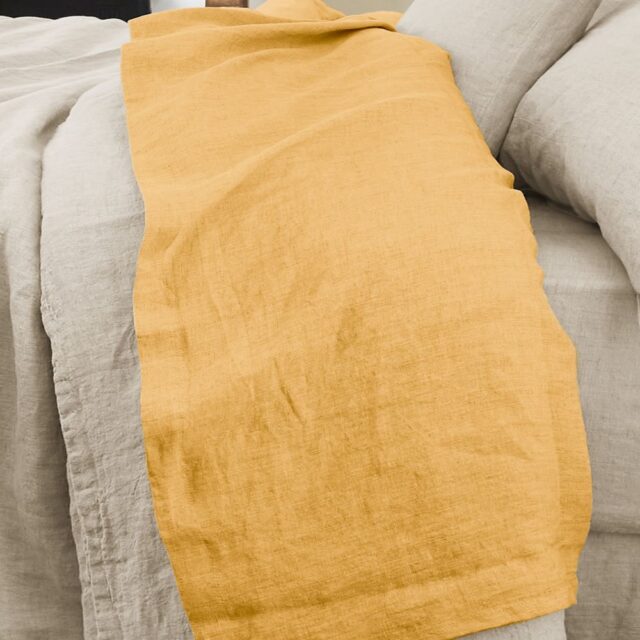 Drap plat Lin Français Miel Jaune 240 x 300 cm